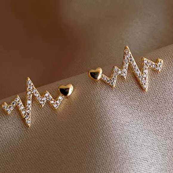 "Warrior" Heartbeat Diamond Minimalist EKG Everyday Nurse/Doctor Stud Ea… - Picture 4 of 4